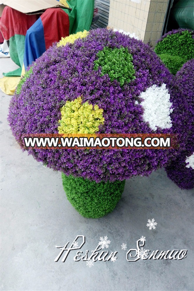 China factory cheap price artificial colorful mushroom sculpture plastic plant sculpture artificial topiary frame animal