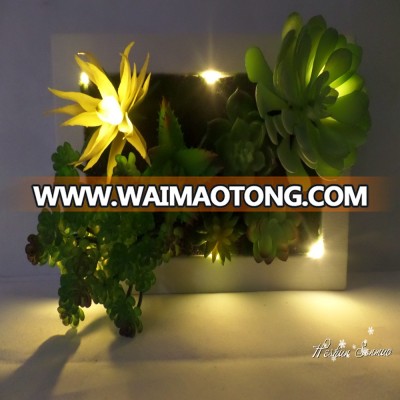 Nice look artificial succulent plant wall green wall with led light