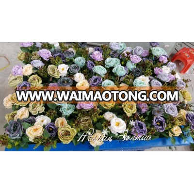 Europe style artificial flower wall plastic flower wall for wedding backdrop decoration