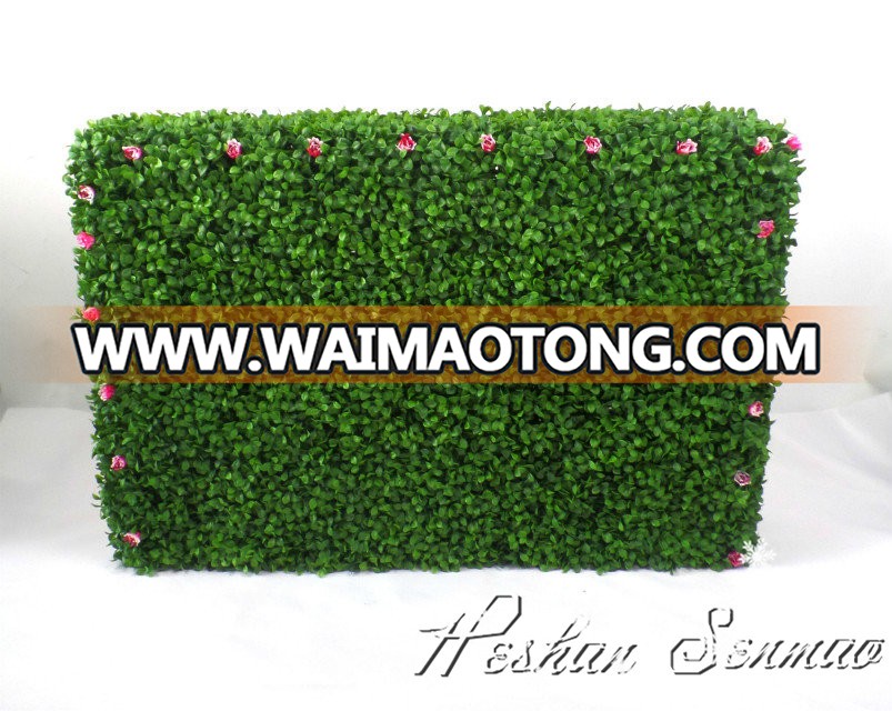 China manufacture artificial boxwood hedge boxwood privacy screen boxwood hedge trimmed topiary with flower